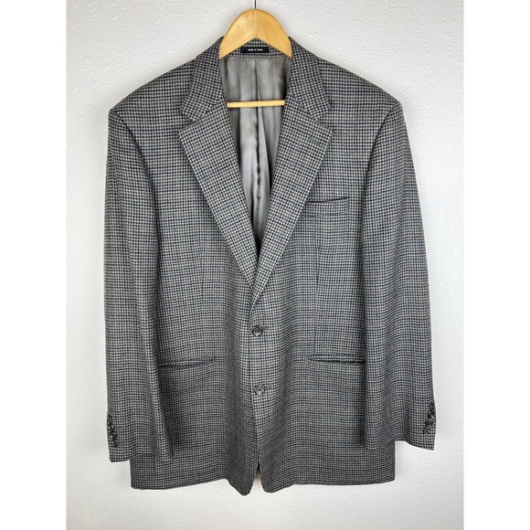 Lauren Ralph Lauren Men's Size 44L Gray Black Houndstooth 100% Wool Suit Jacket - Picture 1 of 16